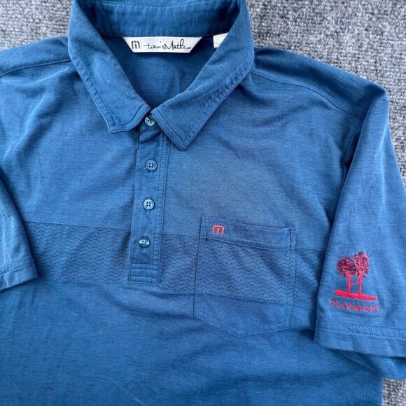 Travis Matthew Polo Large Short Sleeve Blue w Pocket HARMONY CLUB GOLFING - Picture 1 of 16